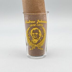 Vintage US Presidential Portrait 4.5" Juice Glass Andrew Johnson 1808-1875